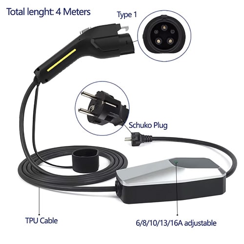 3-EVMOTIONS Zeta EVSE Type1 (max. 16A) Elektroauto Ladekabel