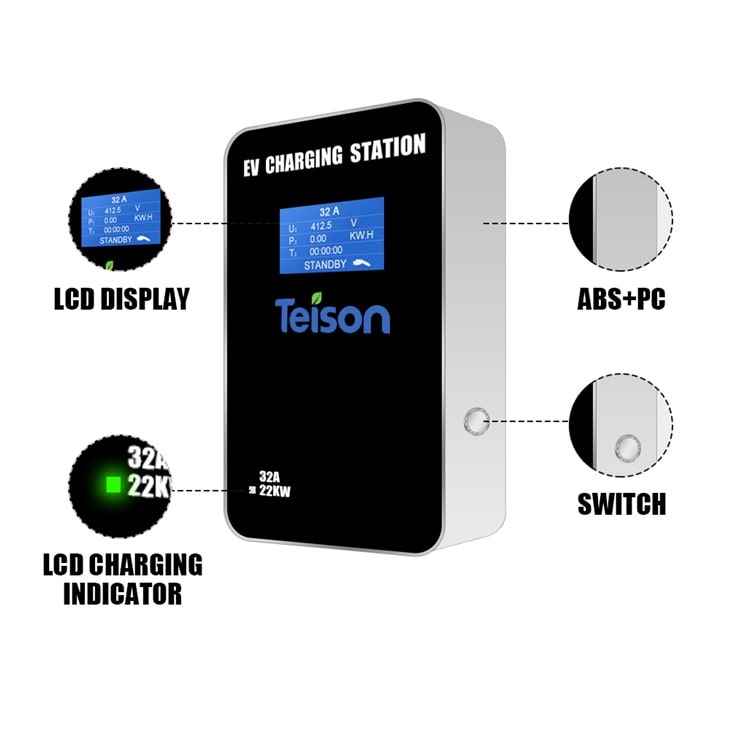 3-Wallbox EV EVSE Type2 7,4kw Elektroauto Ladekabel